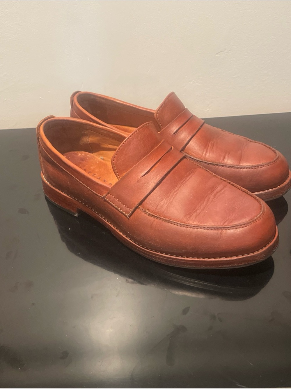 Adelante Luca Leather Handcrafted Men’s Caramel Penny Loafers Size US 7.5 D
